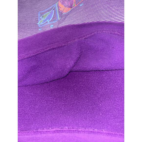 Fresh Produce V-neck Sweatshirt Purple Stripe L 100% Cotton Long Sleeve Beachy - Picture 7 of 11